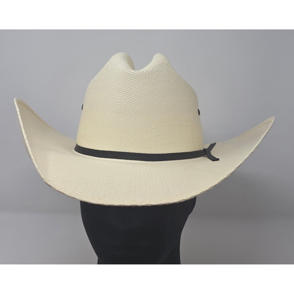 Resistol Denison 7X Hard Straw Cowboy Hat 6 7/8 Leather Sweatband with Protector - Picture 1 of 14